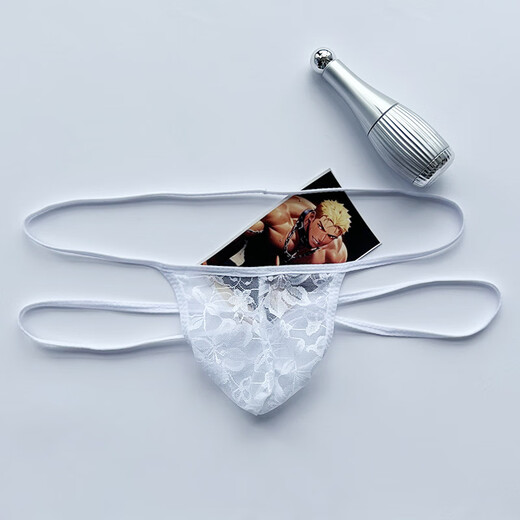 Zi Jiafu Y sexy men's lace transparent hip thong double underwear sexy breathable sexy underwear black 100-170Jin Jin equal to 0.5kg inner wear