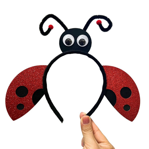 XPEL new animal cute bee headband ladybug butterfly headband children's kindergarten Children's Day performance props hair accessories big eyes red ladybug headband 1 piece
