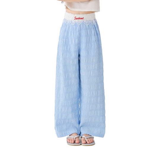 Moonkids Girls Wide-Bein Hosen Sommer dünne Kindereis Ice Seide Cool Casual Hohose Baby Girl 2025 Sommer Lose Hosen 15277 Pink Wide-Big Hosen 110 cm
