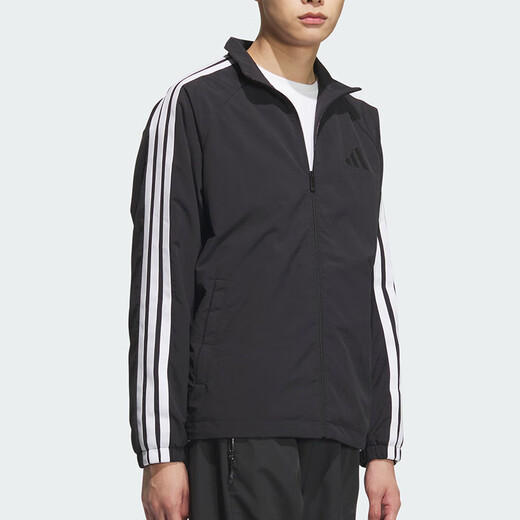 Adidas veste masculine 2025 printemps Nouvelles vêtements de sport tissé stand en support respirant veste de haut en haut KC3894 KC3892 Black / White M
