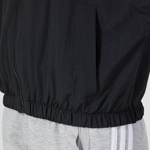 阿迪达斯（adidas）外套女 2025夏季新款运动休闲服时尚防风衣连帽开衫透气夹克上衣 梭织连帽/三条纹/黑色/偏小一码 S (160/84A)