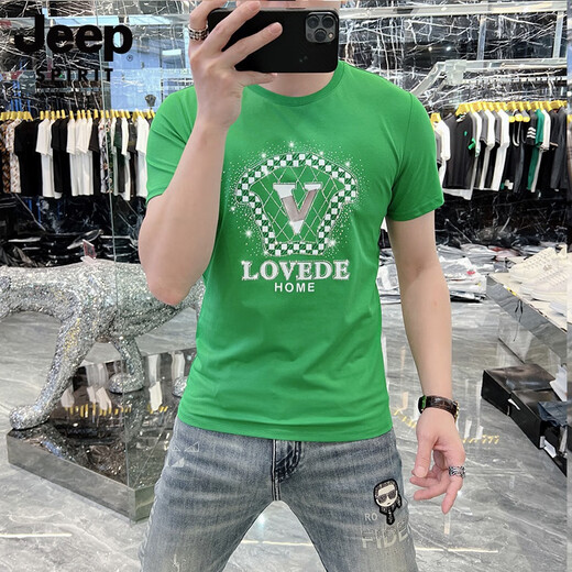 
JEEP SPIRIT Jeep Summer Men's T-shirt Short-sleeved Mercerized Cotton Slim Round Neck Half-sleeved Top New Hot Diamond European T-shirt White [723-Godlas Lafayette] M [Suggested 100-118Jin [Jin equals 0.5 kg]]