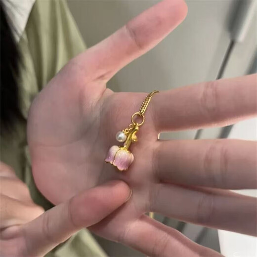 2025 New Purple Rose Necklace Eternal Flower Unexpandable Beautiful Light Luxury Necklace Small Fresh Niche Rose M1156 Pink Rose Necklace