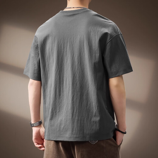 Jeep Spirit authentique Jeep haut de gamme haut de gamme à manches courte à manches chinoises T-shirt imprimé pour hommes en lin respirant d'été mince grande taille rapide séchage rapide 829 T-shirt gris 3xl Taille adaptée à 190-210jin [Jin est égal à 0,5 kg]