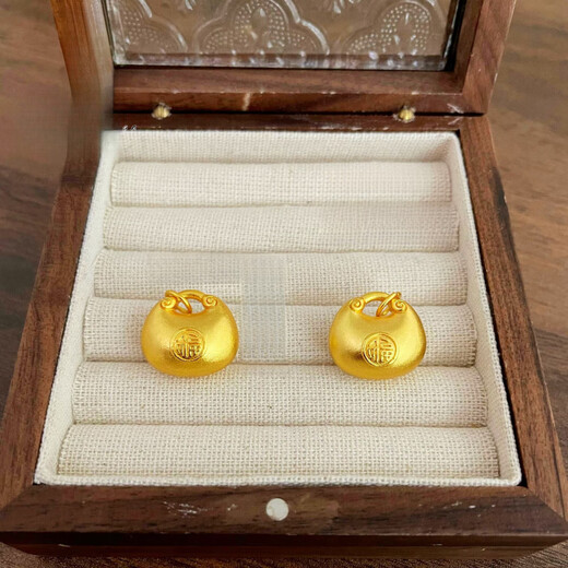 Miaojufu G gold small fat blessing necklace 999 pure gold silver-covered pendant braided rope clavicle chain pendant birthday gift for girlfriend, boutique small fat blessing about 3 grams, gold 0.3 grams