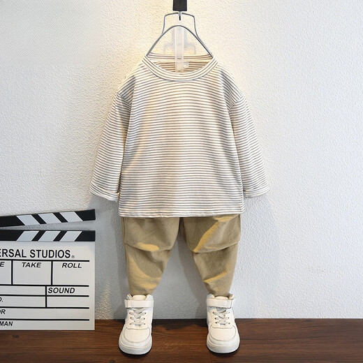 G.duck Boys Autumn Clothing Set 2025 Baby and Children's Clothing New Jacket Clothes Fashionable Baby Korean Style Casual Two-piece Set Trendy Khaki Color 100 cm