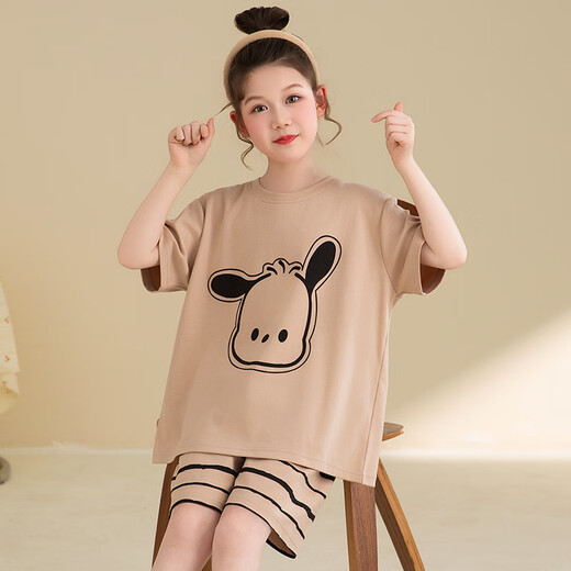 Linmanyis Kinderpyjamas für Mädchen im Sommer kurzärmelige, reine Baumwoll-Damen dünne Heimkleidung für junge Schüler der Junior High School Set ztn829 110 empfohlen 100-110 cm/38jin [Jin gleich 0,5 kg]