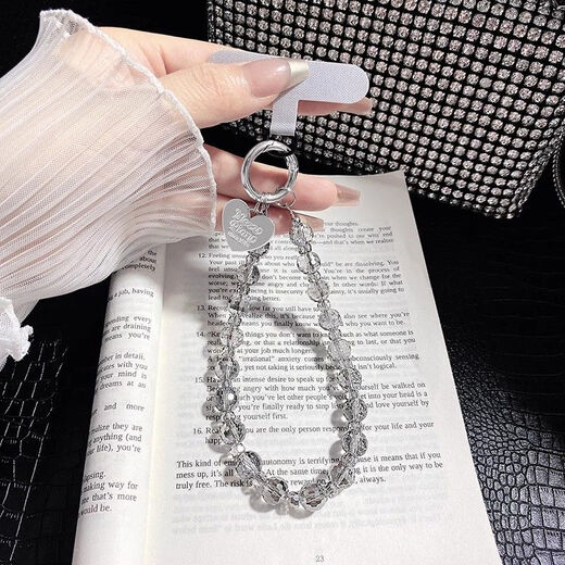 Beiyipin mobile phone lanyard wrist crystal high-end mobile phone chain hanging decoration gray rhinestone women's new flash diamond bracelet high-end pendant key hanging chain bag hanging pendant