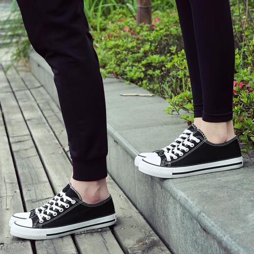 European Pastoral couple canvas shoes for men 2025 summer new low top casual sports shoes for men trendy and versatile (PJ) 6621 black 44
