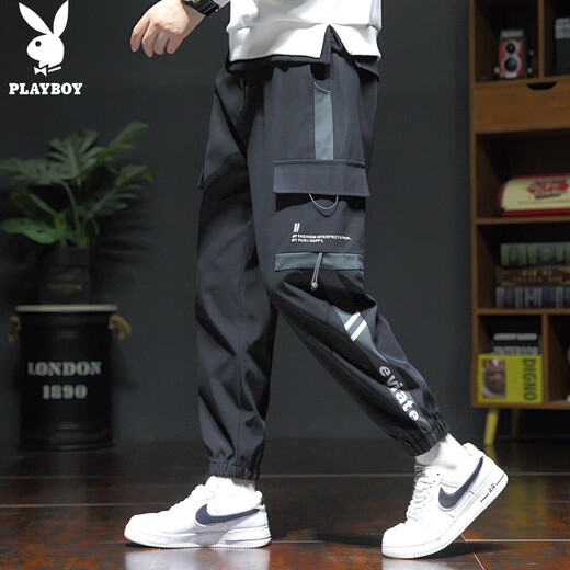 Playboy (Playboy) Arbeitshose Herren Frühlings- und Sommerhosen Herrenhosen Lose Füße Trendy Hosen schwarz 2xl