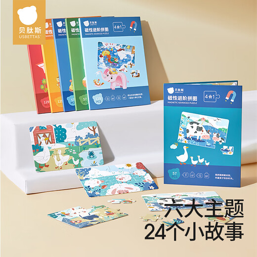 贝肽斯婴儿玩具宝宝益智拼图婴幼儿童0-3岁分阶培养动脑思维磁性拼图 欢聚周末+恐龙时代 【1-3岁+全面款】