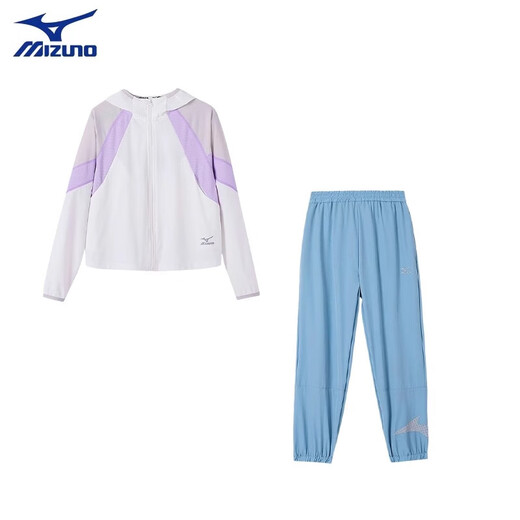 Mizuno Mizuno Children's Official Authentic Children's Clothing Summer New Sunproof Jacket Mosquito-proof Pants Set Two-piece Set for Older Children White Black 160 CM (85-100Jin Jin is equal to 0.5kg)