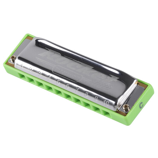 
HOHNER Germany and imported rockets Blues ROCKET AMP electroacoustic version 10 ten-orific harmonica for adult beginners AMP green rocket C-tuning PADDY scale bass belt 6