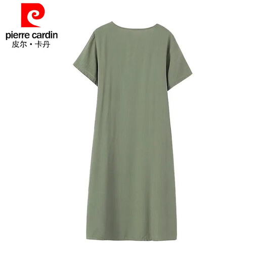 皮尔卡丹（pierre cardin）新款气质洋气棉绸连衣裙夏季女绣花时尚外穿有口袋人造棉裙子薄款 833-砖红 XL