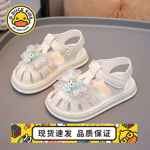 G.Duckkids Sandalias de niñas Sweet Bow Kulomi 2025 Summer Nuevos zapatos para niños Fashion Non-Slip Girl Versátil DM-9902 Blanco 21 Tamaño 13.0cm