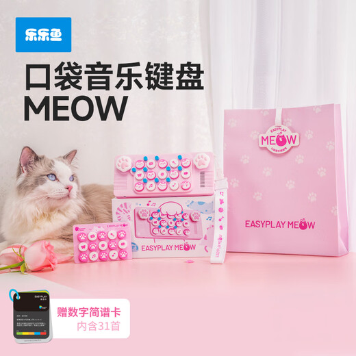 樱舒儿童迷你小钢琴可弹奏入门口袋音乐键盘电子琴玩具六一儿童节礼物 【粉喵款】粉喵键帽挂绳礼袋琴谱