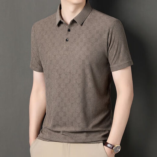
Bilebeifen middle-aged men's Polo shirt for men in summer 2025 new men's short-sleeved T-shirt loose and casual 9901 khaki short-sleeved 165/84A100-120Jin[Jin equals 0.5 kg] All size