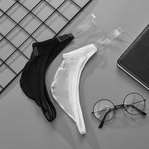 
Victoria's Secret Emilysa Men's Thong Low-waisted, Non-Signed Transparent Ice Mesh Trendy Underwear Narrow Belt Sexy T-Pants Men's Gt315 White + Black M 90-110Jin[Jin equals 0.5 kg]