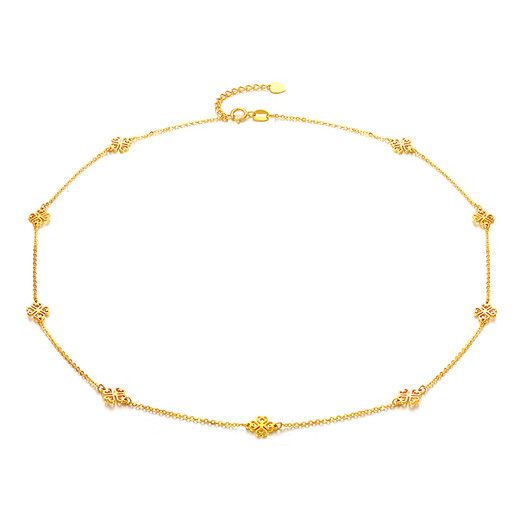 Mengjinyuan 18K gold necklace five-flower hollow love four-leaf clover clavicle chain as a birthday gift for girlfriend