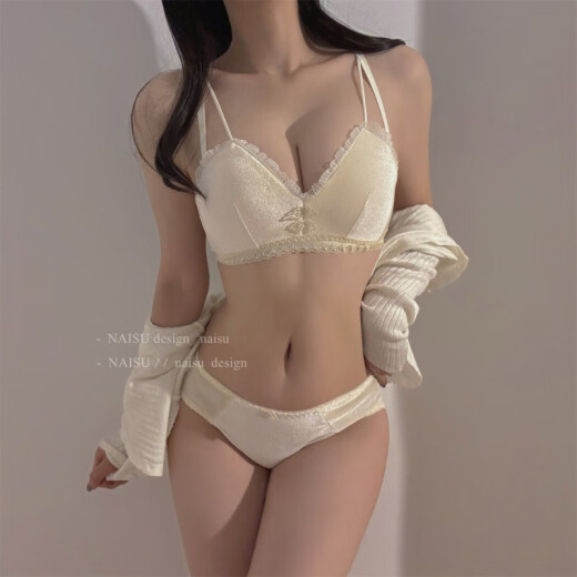 法式丝绒性感红色本命年内衣女小胸聚拢无钢圈舒适保暖文胸罩套装 银灰(单件) MX694 70A 32B(通杯)