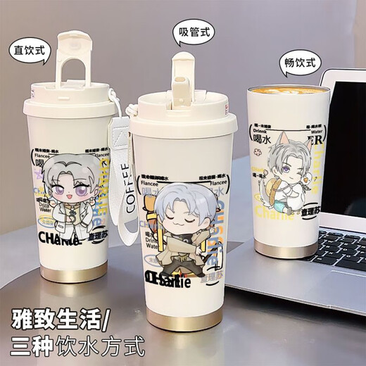 Charlie Sue Copa Thermos de gran capacidad para estudiantes Copa de agua de acero de acero inoxidable 2025 NUEVA CAPA DE CAFÉ CAFÉ CAPA DE CAPA DE MUJERES DE VALOR