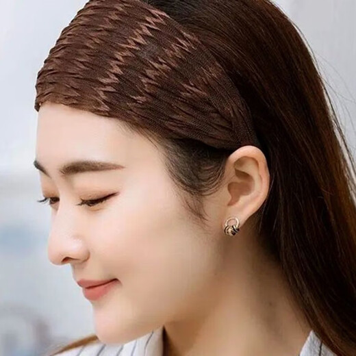 Corrugated mesh to cover white hair, headband to cover artifact, headband to hold down hair, spring and autumn style, fashionable wide-brimmed headband for women, black