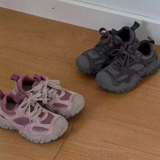Schöne Elefant 2025 Frühling Neue Kindersportschuhe für Jungen und Mädchen im Freien Wanderschuhe für große Kinder für große Kinder koreanische Produkt Casual Running Shoes YF-9922 Grau 26 innere Länge 16,2 cm