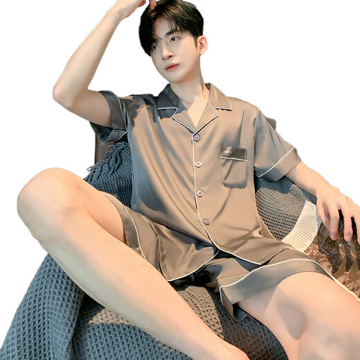 莫代尔2025年新款夏季冰.丝短袖睡衣男士夏天薄款青年男款学生休闲家居 (BBA)冰丝 男G829 L (建议身高170左右，体重100-