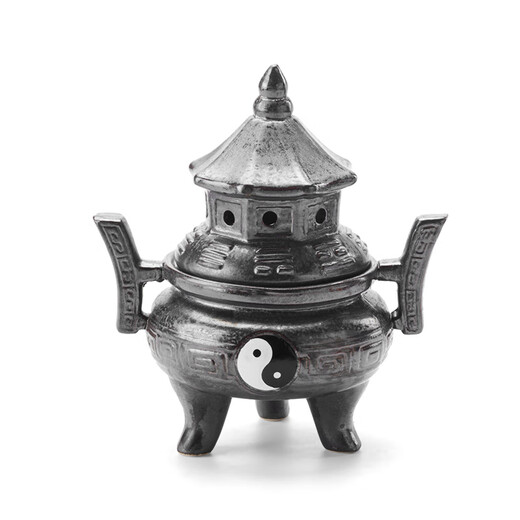Miaopule Alchemy Furnace Cauldron Taishang Laojun Furnace Zen Tai Chi Bagua Plate Incense Furnace Home Indoor Aromatherapy Ceramic Incense Creative Chicken Wings Square + Jiamei - Rust Glaze Binary Ears Three Legs -