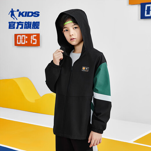 
Jordan boys' coat children's woven windbreaker small medium and large children's hooded jacket black 165CM