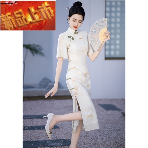 NYIG绿色气质旗袍新款高端日常可穿新中式连衣裙 679绿色大花扣 S