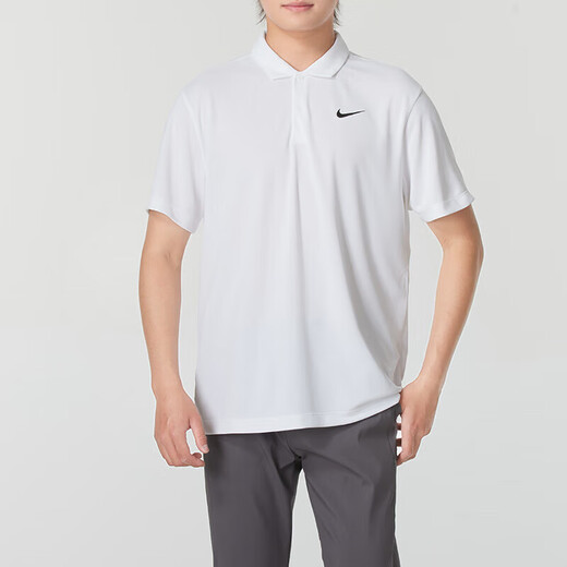 耐克（NIKE）速干polo衫翻领短袖男夏季运动T恤透气网球上衣 白色FN3895-100 纯棉针织 宽松透 S 100-120斤（）