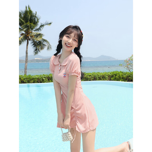 2025 new swimsuit for women summer one-piece student cute conservative slim belly hot spring girl internet celebrity style swimsuit + electroplated swimming goggles + swimming cap + nose clip + earplugs M M weight 70-93 Jin Jin is equal to 0.5 kg. If you are slightly fat, choose one size larger