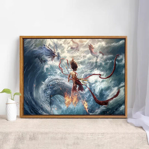 吉品帝2025新款哪吒2之魔童闹海数字油画DIY手绘涂鸦卡通感装饰 LL12173 60*80cm加厚内框+美观外框