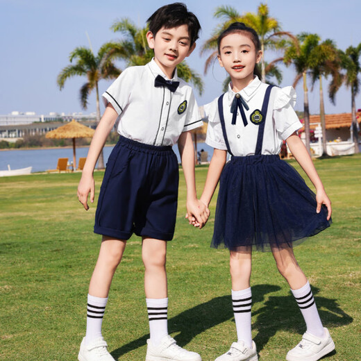 G.DUCKKIDS小黄鸭幼儿园园服夏装儿童校服套装小学生夏季班服英伦毕业照服装 6630-1男童套装 100 建议2-3岁25-30斤
