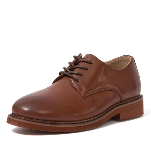 Deer Stags Boys' Leather Shoes College Style Round Toe Oxford Shoes Lightweight Formal Wear Dark Luggage 5.5 Big Kid