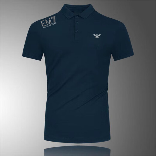 阿玛尼（Emporio Armani）阿玛尼夏季新款 阿玛尼 中青年男士短袖POLO衫免烫翻领T恤男装 AM727黑色 翻领 3XL 参考体重170-185斤