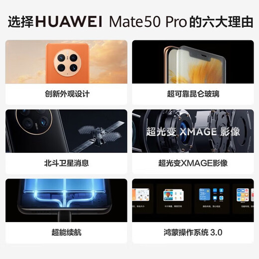Huawei Mate50Pro Super Light Variable XMAGE Image Beidou Satellite Information Hongmeng System Flagship Kunlun Dawn 8GB+256GB