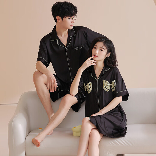 Fuxin Kang Bingsi Pare Pajamas Мужской летний костюм с коротким рукавом тонкий прохладный ночной платье Женская домашняя одежда GLQ-6210 2XL-мужчины [высота 168-178-вес 150-170]