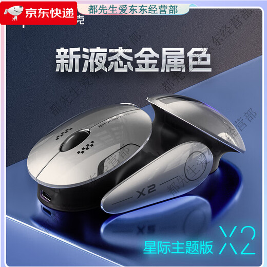 INPHIC Bluetooth three-mode wireless mouse, silent charging, office gaming, e-sports computer, notebook, liquid metal gray, Bluetooth three-mode + power display + colorful lighting effect, non-fading finish, standard configuration