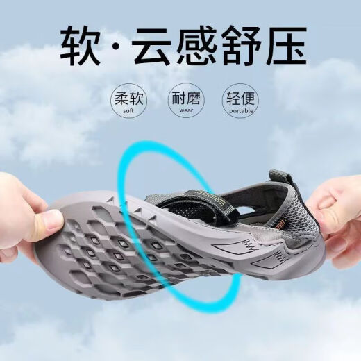 Nuevos zapatos para hombres con sandalias de agujero de malla transpirable para verano puro, deportes casuales de hombres sin deslizamiento de calzado de playa suave versátiles 878 negros 39