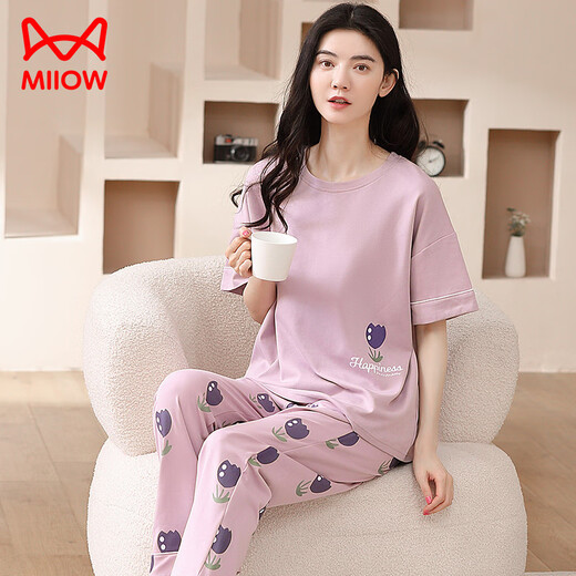 Catman (Miiow) 2025 Nouveau pyjama pour les femmes en coton pur au printemps et en été pantalon à manches courtes pour un coton mince d'été peut être porté à l'extérieur des vêtements maison 684 m