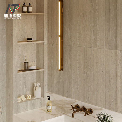 Wen Yijia beige Roman travertine tiles 600x1200 matte finely carved surface guest restaurant floor tiles kitchen bathroom IT12610H light color 600*1200
