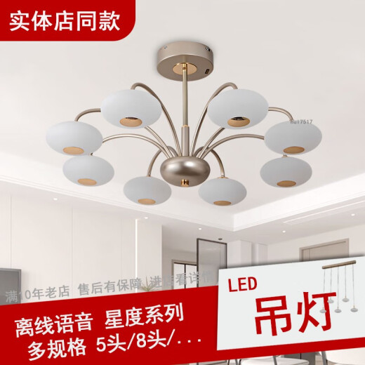 雷士（NVC）吊灯12809星度系列简约现代圆球奶油风客厅餐厅卧室灯语音 吊线灯/5头长/56W/100*17厘米