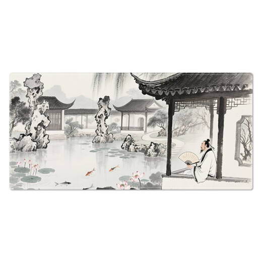 汝沁莲超大号鼠标垫国风水墨画护手腕垫男女生防滑书桌垫古风山水键盘垫高级感顺滑流畅锁边垫支持定制 15053【加大加厚 精密锁边】 长600mmX宽300mmX厚3mm