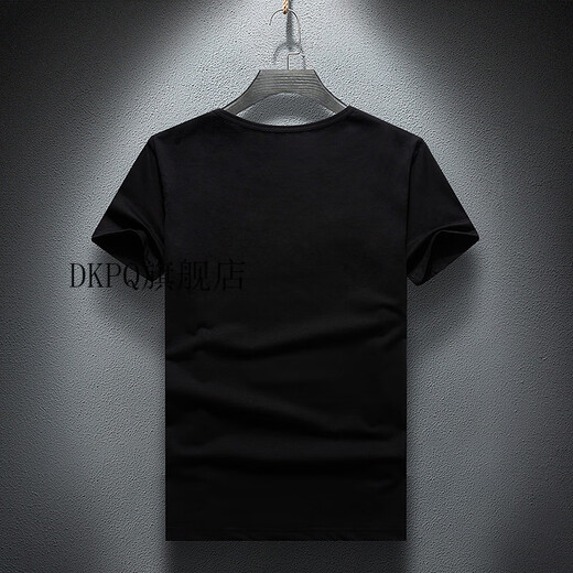 
DKPQ Vasaqi Summer New Hot Diamond Short Sleeve T-shirt Men's Slim and Evergrande Social Guy Round Neck Large Size Half Sleeve Top 1048 Black S (suitable for 90-110Jin [Jin equals 0.5 kg])