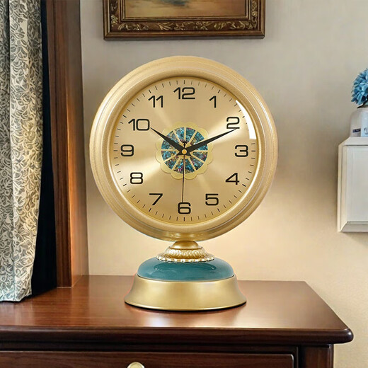 Compas European style wooden light luxury table clock living room home ornaments decorative ornaments quartz clock 506 gold