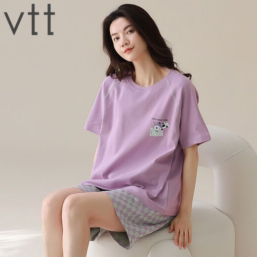 VTT Pyon Pyjamas en coton Pure pour femmes en été shorts en coton pur Pure Shorts d'été Nouveaux jeunes femmes vêtements maison V Slevés courts: YZT9854 M