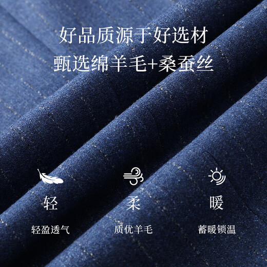 Langdeng sheep wool + mulberry silk striped suit suit men's business formal suit two-piece wedding dress blue two-piece suit trousers size 29-40 50 B180/100B (please note the trousers size)