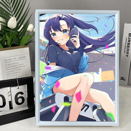 碧蓝档案白州梓灯光画氛围感送女友送闺蜜小夜灯动漫创意摆件礼物 12611镜子灯光画-未花 USB插电165mm'210mm*黑框